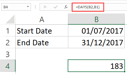 DAYS Formula to get the Number of Days