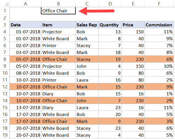 Search and Highlight entire row - dataset