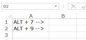 Bullet points in Excel - Shortcuts