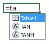 Excel Table Structured Referencing