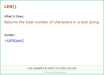 How to Use Excel LEN Function (Examples + Video)
