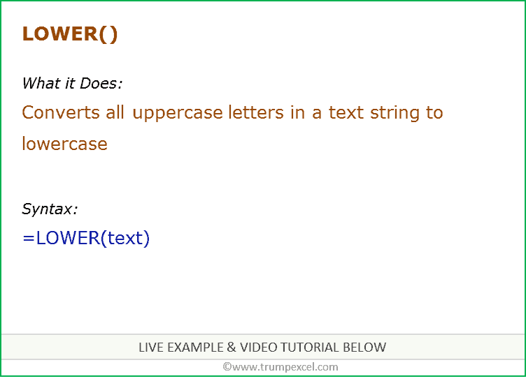 how-to-use-excel-lower-function-examples-video