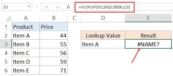 Name Error In Excel Formula