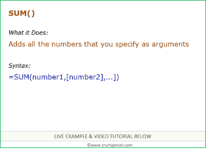 How To Use Excel Sum Function Examples Video How To Use Excel Sum Function Examples Video