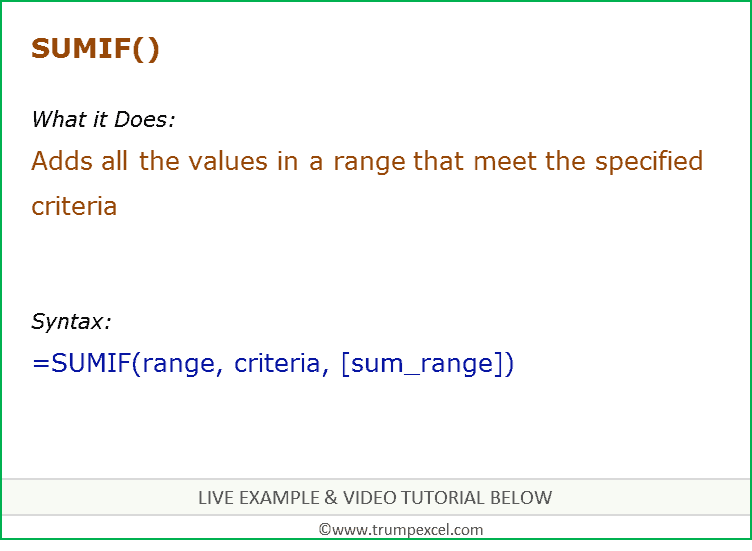 how-to-use-excel-sumif-function-examples-video