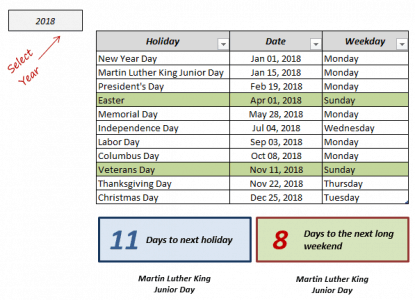 Excel Holiday Calendar List Template - Demo Excel Holiday Calendar List Template - Demo