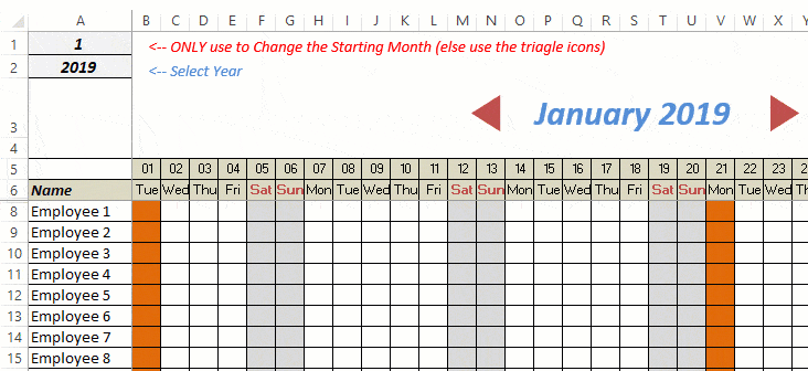 Annual Leave Chart 2019