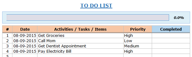 Excel To Do List Template Double Click