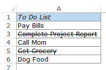 Strikethrough in excel mac