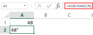 degree symbol in excel shortcut keys