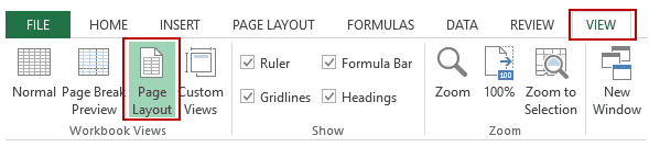 How to Insert page Numbers in Excel Worksheets - View Pagelayout