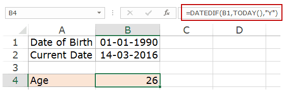 How to Calculate Age in Excel - Datedif years