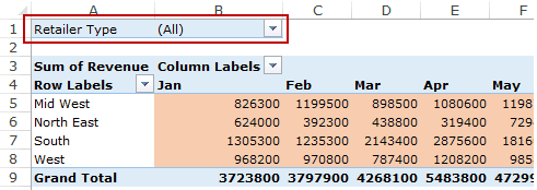 Creating a Pivot Table in Excel - Filters Area