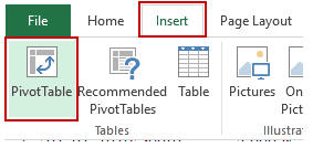 Creating a Pivot Table in Excel - Insert