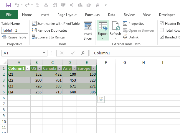 Power query result