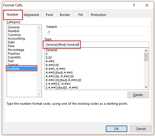 zero with negative sign format in excel for mac