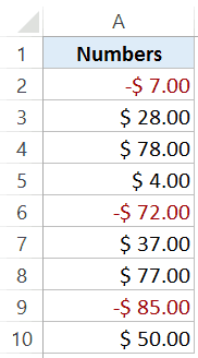 Make Negative Numbers Show Up in Red in Excel - Currency format