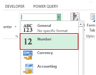 Make Negative Numbers Show Up in Red in Excel - Number format selection