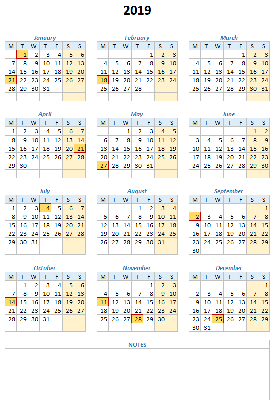 Yearly-Excel-Calendar-Template-2018-2019-with-Notes