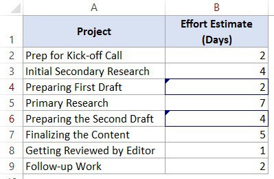 Track Changes in Excel - Example Output