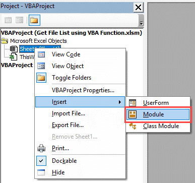 insert Module in VB Editor