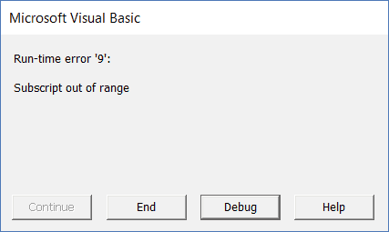 Workbook Object in VBA - Runtime Error 9 Subscript Out of Range