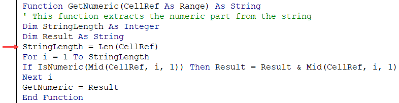 Assigning length of the string to a variable