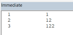 Immediate Window result when creating a custom function in VBA Excel