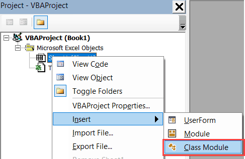 Inserting a Class Module in Excel