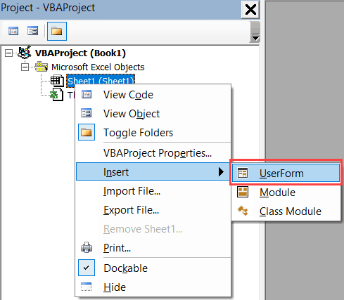 Inserting a Userform in Excel