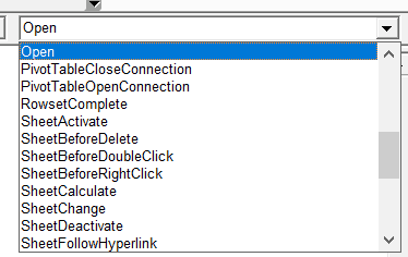 List of Workbook Events in VBA