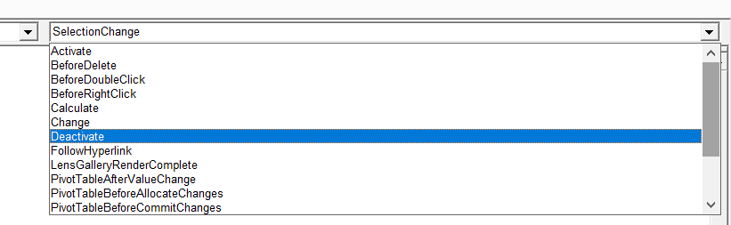 List of Worksheet Events in VBA