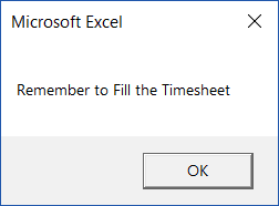 Workbook Event code example - show reminder