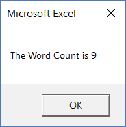 VBA Split Function - Getting the Word Count message