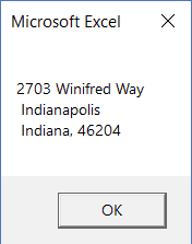 Resulting Address in separate lines in a message box