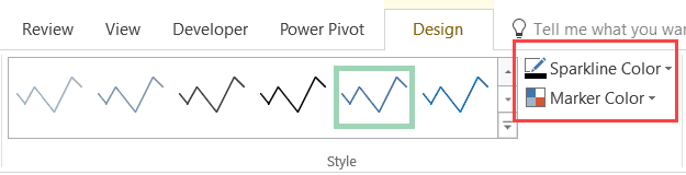 Style and Color Options in Sparklines in Excel - color and marker