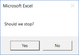 Yes and No buttons in a message box