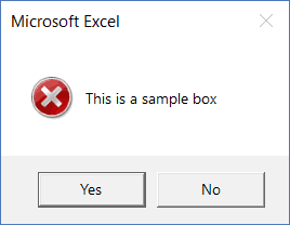 Excel VBA Msgbox - critical icon YesNO