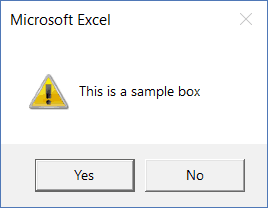 Excel VBA Msgbox - exclamation icon