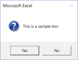 Excel VBA Msgbox - question icon