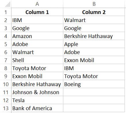 Compare two columns and highlight macthes - dataset