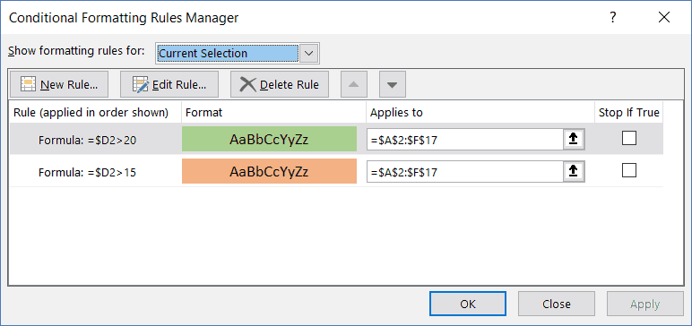 Order of Conditions when formatting rows