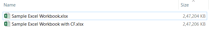 Excel File Size difference with Conditional Formatting