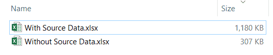 Reduce Excel File Size - by not saving source data in Pivot table