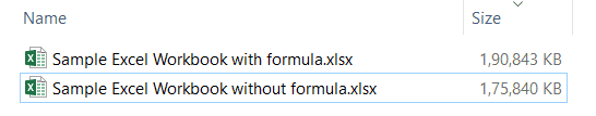 Reduce Excel File Size - with and without formulas