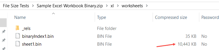 Reduce Excel File Size - xlsb zip folder worksheet