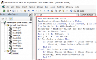 How to Sort Worksheets in Excel using VBA (alphabetically)