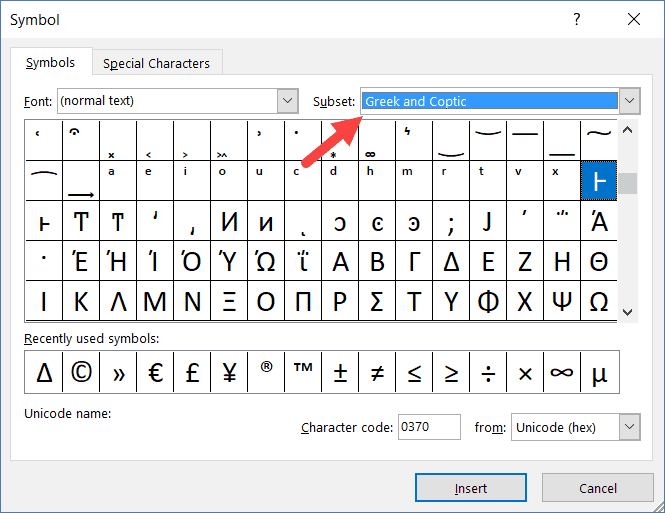 Greek and Coptic Font subset that contains the delta symbol