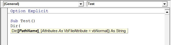 Auto Quick Info Option in VB Editor