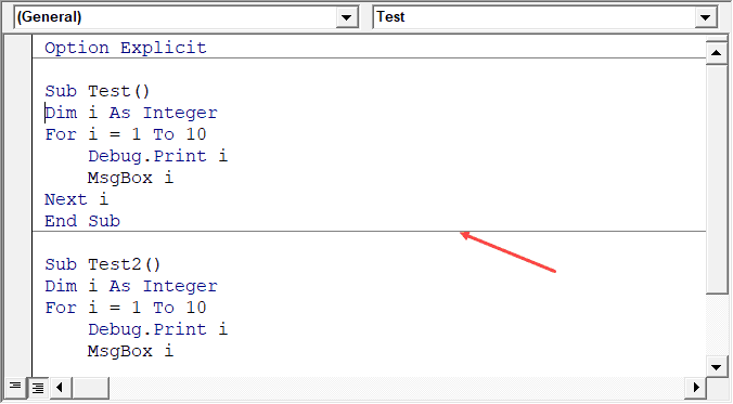 Procedure Separator Option in VB Editor